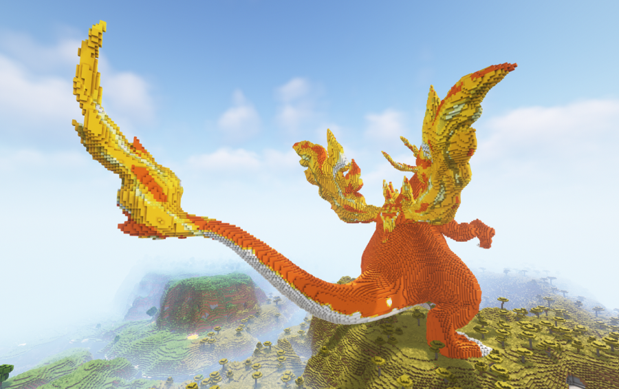 Minecraft Gigantamax Charizard (Pokemon) Statue, creation #22345