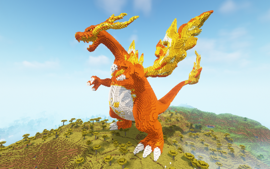 Minecraft Gigantamax Charizard (Pokemon) Statue, creation #22345