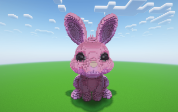 Minecraft Pink Rabbit Statue