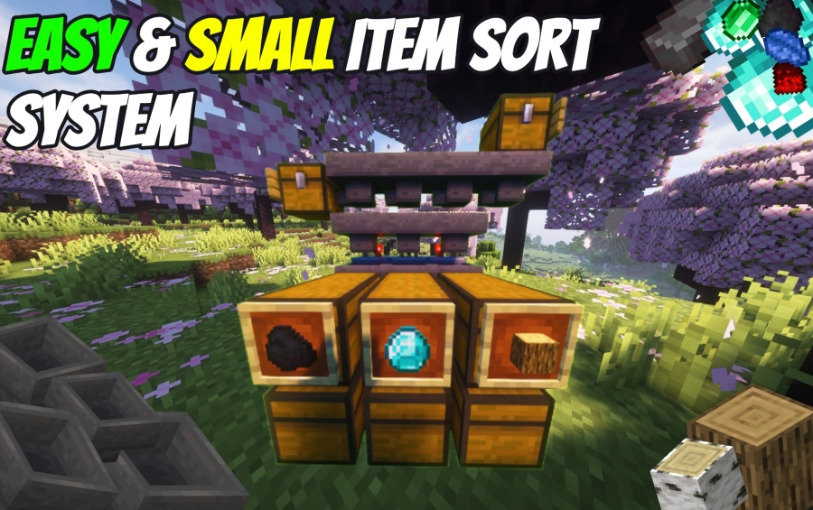 Easy & Small item sort system | Minecraft Redstone Build #25869