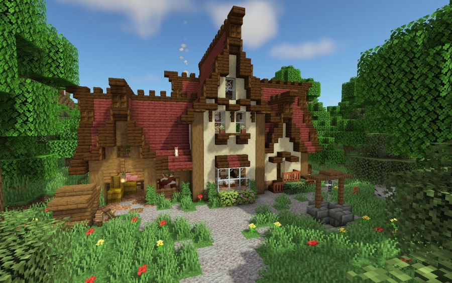 Cozy Minecraft Farmhouse - Java/Bedrock + Schematic, creation #26368