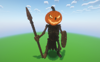 Minecraft Halloween Pumpkin Skeleton Statue