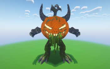 Minecraft Halloween Spooky Pumpkin Statue