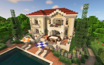 Small Mediterranean Style Villa - (Java/Bedrock + Schematic)