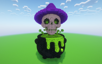 Minecraft Halloween Cauldron Sorcerer Statue