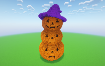 Minecraft Halloween Stacked Pumpkin Statue