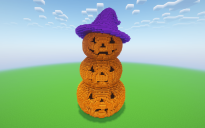 Minecraft Halloween Stacked Pumpkin Statue