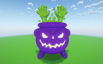 Minecraft Halloween Scary Cauldron Statue