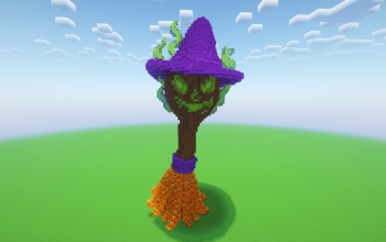 Minecraft Halloween Witch Broom Statue