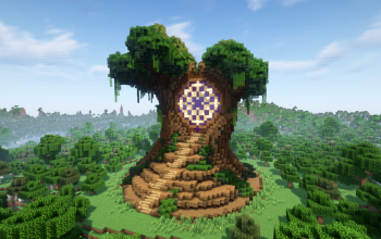 Minecraft Tree Nether Portal Statue V10 Free (Schematic and Map)