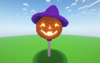 Minecraft Halloween Pumpkin Lollipop Statue
