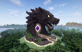 Minecraft Black Wolf Nether Portal Statue V05 Free (Schematic and Map)