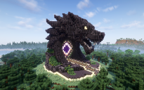 Minecraft Black Wolf Nether Portal Statue V05 Free (Schematic and Map)