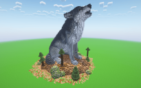 Minecraft Wolf Statue