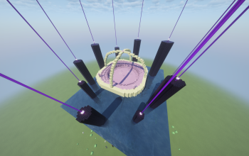 Arena on Ocean in End Style with Obsidian Pillars