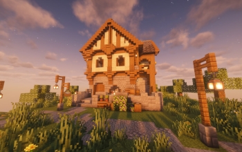 Medieval bakery with interior