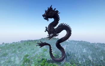 Minecraft Ancient Japanese Ink Dragon Statue V02
