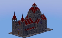 Compact Dark Red Gothic Cathedral