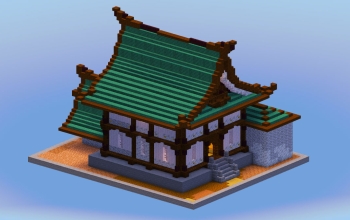 Japanese Temple House Dark Prismarine