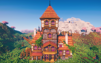 🏰 Crimson Watchtower House | Fantasy Medieval House with Tower
