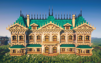 🏰 Verdant Crown Manor | Grand Medieval Mansion with Turquoise Roof Elegance