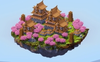 Japanese Castles on a Floating Island
