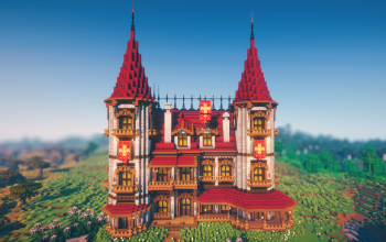 🏰 Emberwatch Twinspire Manor | Grand Medieval Mansion with Fiery Red Roofs