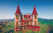 🏰 Emberwatch Twinspire Manor | Grand Medieval Mansion with Fiery Red Roofs