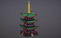 Medium Green Japanese Pagoda