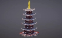 Gray Japanese Pagoda