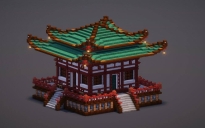 Small Green Japanese Pagoda