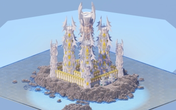 White and Gold Fantasy Castle 400x400 Blocks Fully Built Map, with Interiors