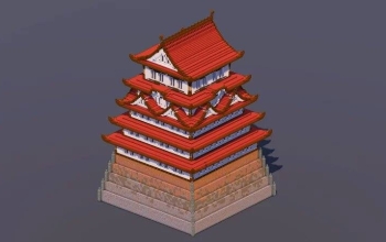 Red Roof Japanese Castle