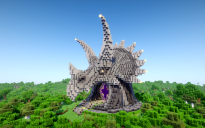 Minecraft Triceratops Dinosaur Nether Portal Statue Free (Schematic and Map)