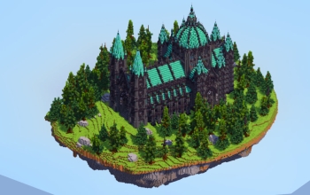 Dark Gothic Cathedral on Floating Island v2