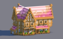 Medieval Survival House | Fully Decorated Interior | Pink Edition | Schematic + World + Litematic