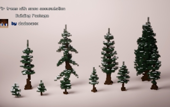 Fir trees with snow accumulation