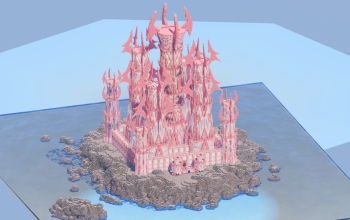 White and Cherry Fantasy Castle 400x400 Blocks Fully Built Map