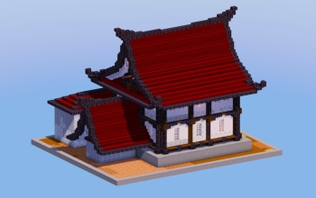 Japanese Temple House Dark Red