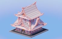 White and Cherry Japanese Temple