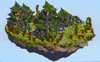Ruined Overgrown Japanese Floating Island