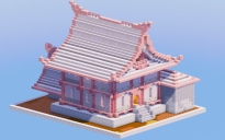 White and Cherry Japanese Temple House