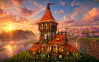 🏰 Embercrest Medieval House | Gothic Tower & Orange Acacia Fantasy Residence