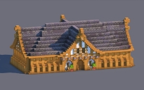 Grand Medieval Trading Hall – Fully Decorated Interior