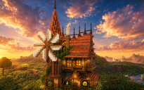 🏰 Emberwind Medieval House | Gothic Windmill Tower & Rustic Fantasy Residence
