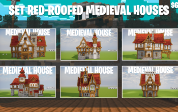 🏡Set Red-roofed Medieval Houses🏡