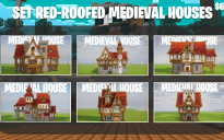 🏡Set Red-roofed Medieval Houses🏡