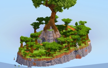 Floating Island with Fantasy Mayan Temple, Server Spawn with Portals