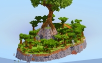 Floating Island with Fantasy Mayan Temple, Server Spawn with Portals