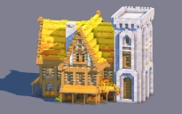 Autumn Medieval House with Stone Tower – Fully Decorated Interior